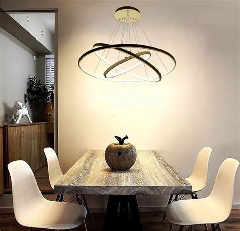 Circular Ring Led Pendant Light Fixture Modern Acrylic Aluminum