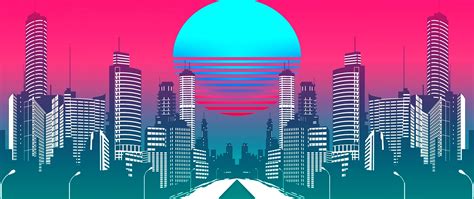 Wallpaper City, Art, Retrowave, Synthwave, Retro - Retrowave City ...