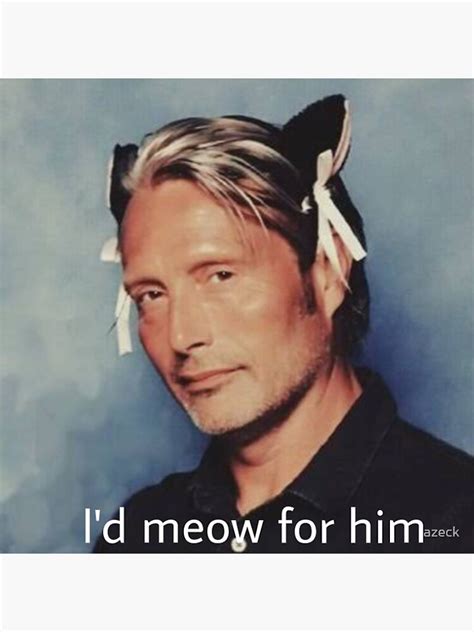 "Mads Mikkelsen meow meme hannibal" Sticker for Sale by azeck | Redbubble