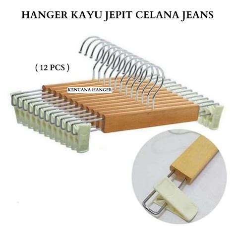 Jual Hanger Kayu Jepit Natural 29cm Cocok Untuk Celana Jeans Rok Dan