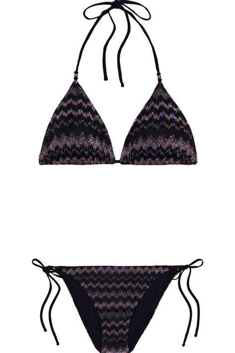 Buy Missoni Mare Metallic Crochet Knit Triangle Bikini Black At 50