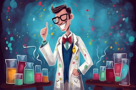 Premium AI Image Digital Painting Of A Male Teacher In A Lab Coat