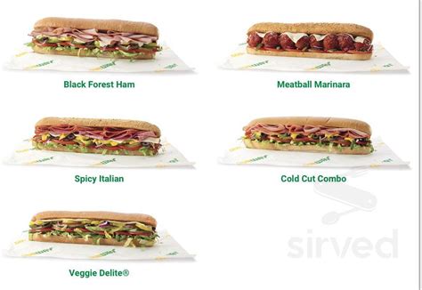 Subway Menu In Lafayette Indiana Usa