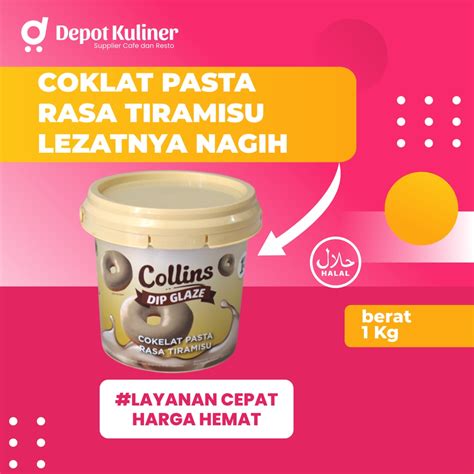 Jual Collins Dip Glaze Tiramisu 1 KG Collin Cokelat Pasta Rasa