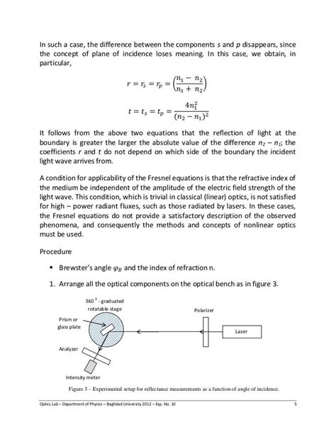 Polarization by reflection at a dielectric and verifying fresnel’s eq…