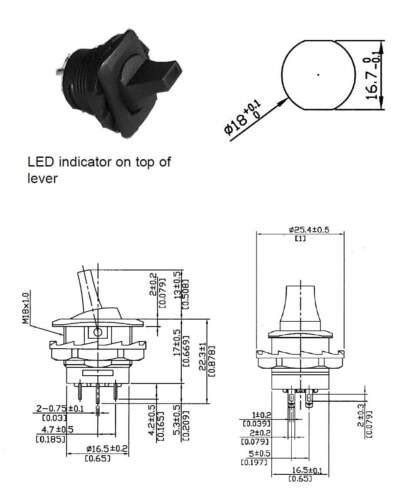 Philmore 30 10725 SPDT ON OFF ON Green Light Paddle Lever Toggle Switch