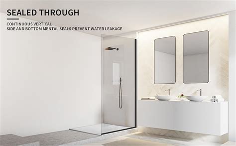 Bathroom Shower Door Screen, 34 in. W x 74 in. H Single Panel Frameless ...