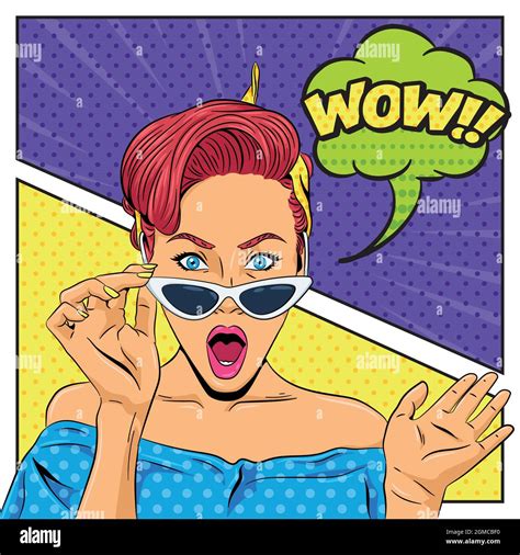 Pop Art Retro Woman With Sunglasses On A Comic Page Stock Vector Image And Art Alamy