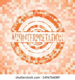 Misinterpretation Orange Mosaic Emblem Background Stock Vector Royalty