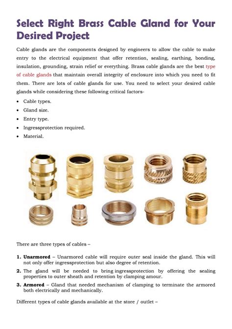 What Is A Cable Gland Types Of Cable Glands With Size Chart Atelier