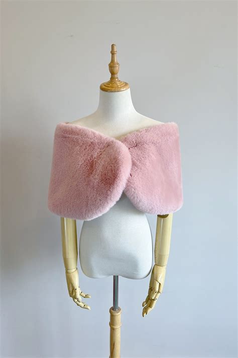 Pink Faux Fur Wrap Shawl Shrug Wedding Fur Bridesmaid Etsy