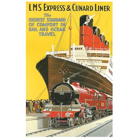 Vintage Cunard Cruise Liner Travel Poster Cruise Steam Ship Steam