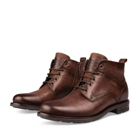 Bottines Rangers Marron Homme Cuir Lacets Denim Side Cuir