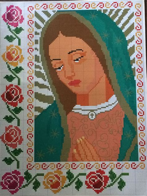 Virgen De Guadalupe En Punto De Cruz Lady Of Guadalupe In Cross Stitch D18