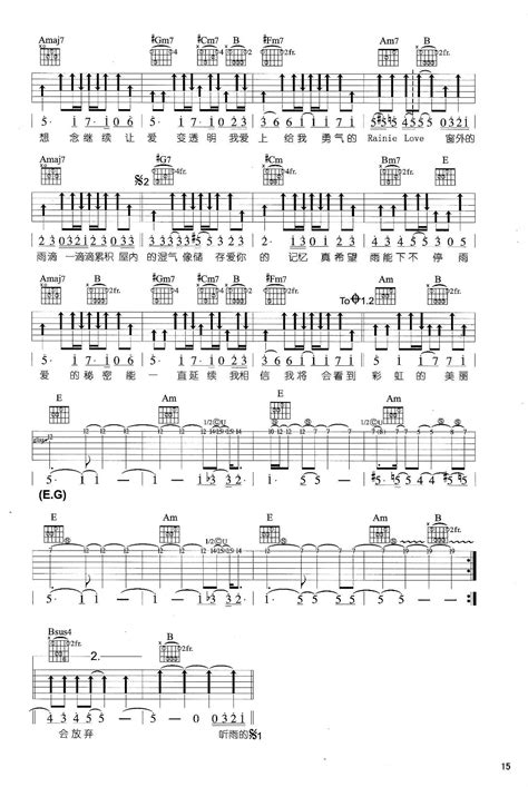《雨爱吉他谱》杨丞琳吉他图片谱4张 吉他谱大全