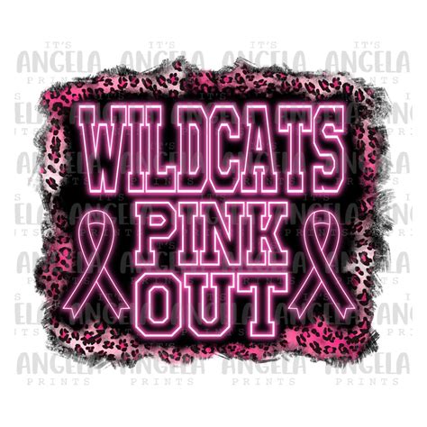 Png Wildcats Pink Out Neon Lights Breast Cancer Awareness School Spirit Mascot Custom Football