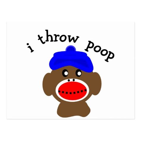 ock Monkey "I THROW POOP" Postcards | Zazzle