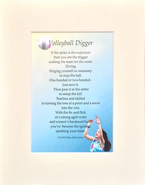 Volleyball Ts Original Sports Poetry Matted Mounted 8 X 10s