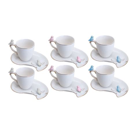 Conjunto 6 Xícaras De Café Pires Porcelana Wolff Birds em Promoção