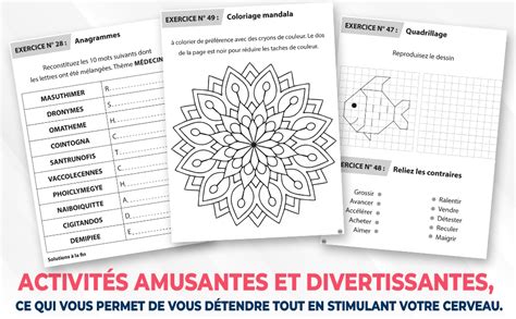 100 Exercices et jeux de mémoire pour seniors Vol 1 Cahier d