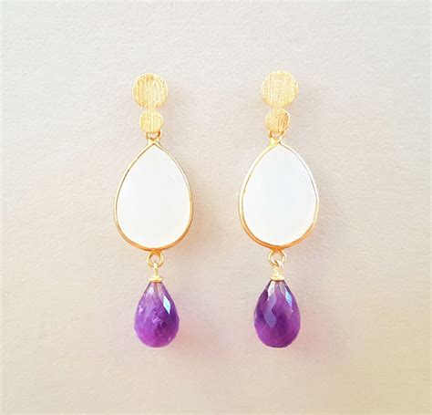 Edelstein Ohrringe Gold Mit Amethyst Chalcedon Ohrstecker Silber