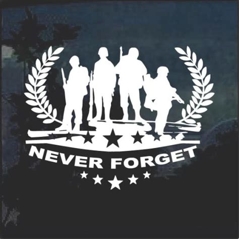 Never Forget Military Honor Window Decal Sticker Made In Usa