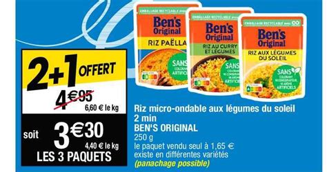 Promo Riz Micro ondable Aux Légumes Du Soleil 2 Min Ben s Original chez