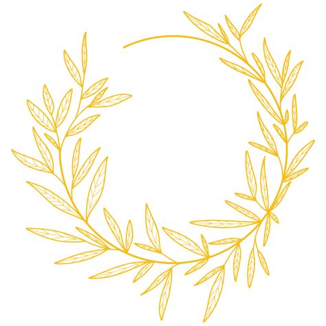 Gold Circle Frame Leaves 13078019 Png