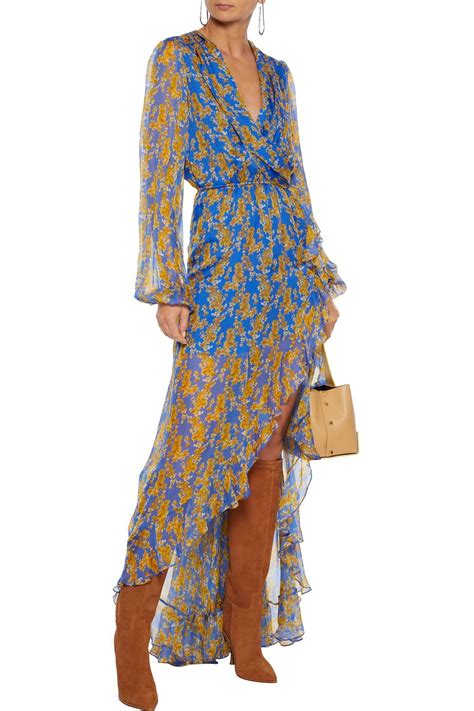 CAROLINE CONSTAS Liv Wrap Effect Floral Print Silk Voile Maxi Dress