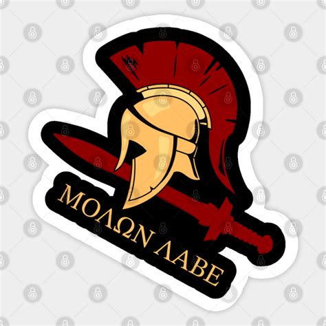 spartan helmet  sword molon labe spartan sticker teepublic
