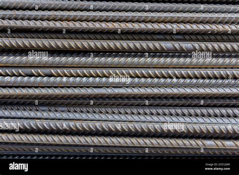 Brand New Armature Reinforcements Steel Bars Stack Close Up Steel