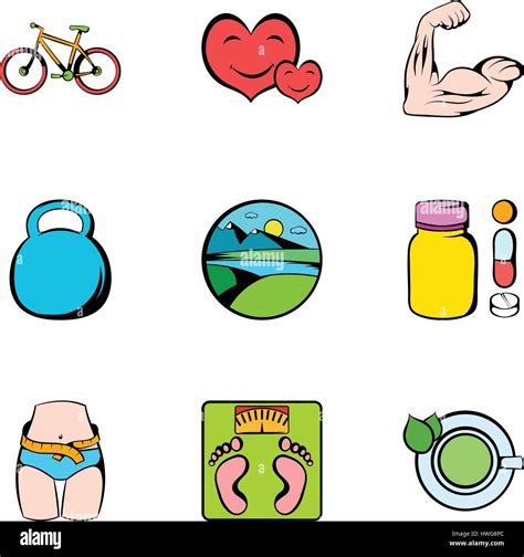 Healthy Lifestyle Icons Set Cartoon Style Stock Vector Image Art Alamy