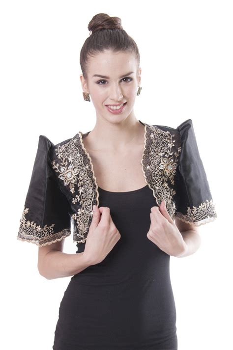 Wr12 Mestiza Bolero Black Filipiniana Modern Filipiniana Dress