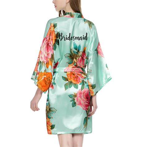 Watercolor Floral Satin Bridesmaid Robe Personalized Brides