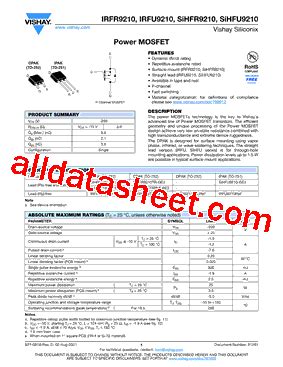 Sihfr V Datasheet Pdf Vishay Siliconix