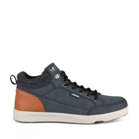 Baskets Montante Marine Homme Lacets Denim Side