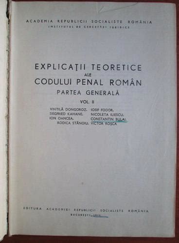 Vintila Dongoroz Explicatii Teoretice Ale Codului Penal Roman Partea