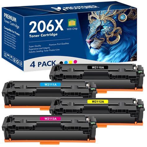 206x Toner Cartridges With Chip 4 Pack Compatible For Hp 206x 206a W2110x W2110a W2111x W2112x