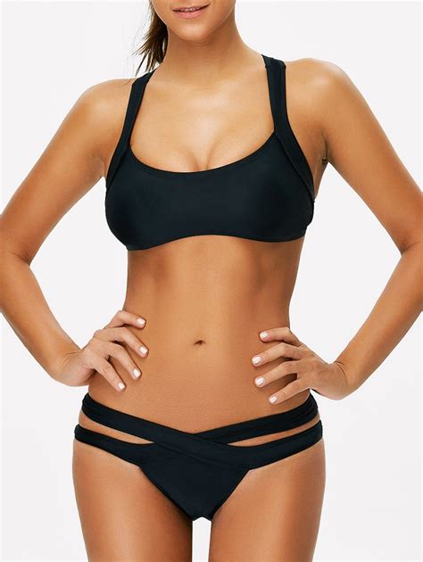 Cut Out Sporty Bikini BLACK Bikinis ZAFUL Sporty Swimwear Sporty