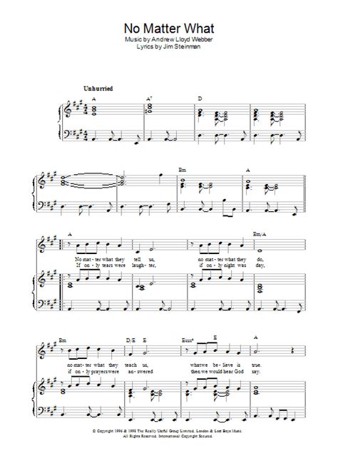 Boyzone "No Matter What" Sheet Music for Piano, Vocal & Guitar ...