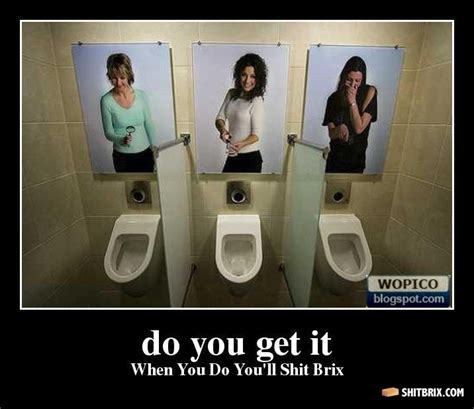 Three Urinals With Pictures Of Women On Them