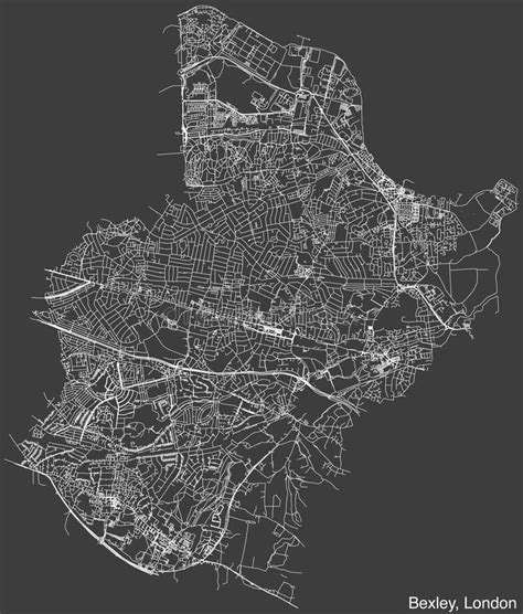 Street Roads Map Of The Borough Of Bexley London Stock Illustration