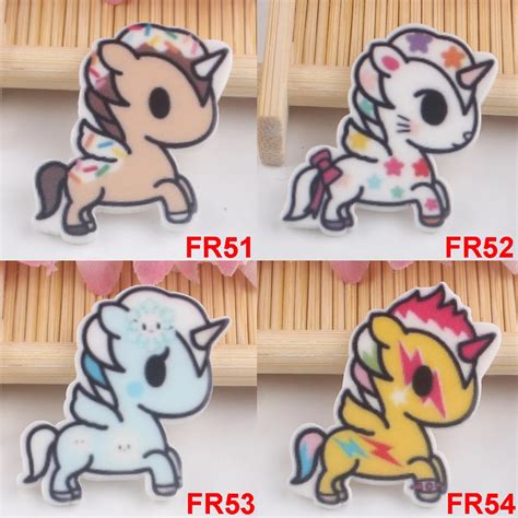 50 Teile Los Kawaii Cartoon Einhorn Flache R Ckseite Harze F R Haar