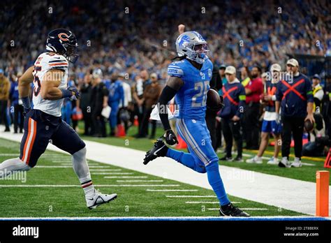 Detroit Lions Running Back Jahmyr Gibbs 26 Runs Into The Endzone For