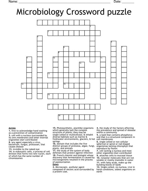 Microbiology Crossword Puzzle Wordmint