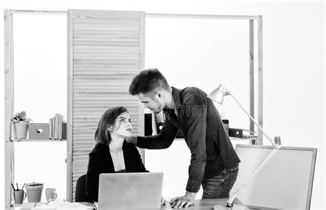 Falling In Love In Office Workplace Romance Of Handsome Man And Woman