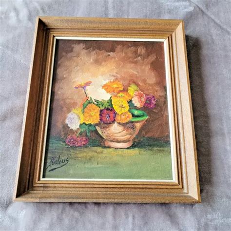 TABLEAU ANCIEN PEINTURE huile sur toile bouquet de Fleurs vase Signé