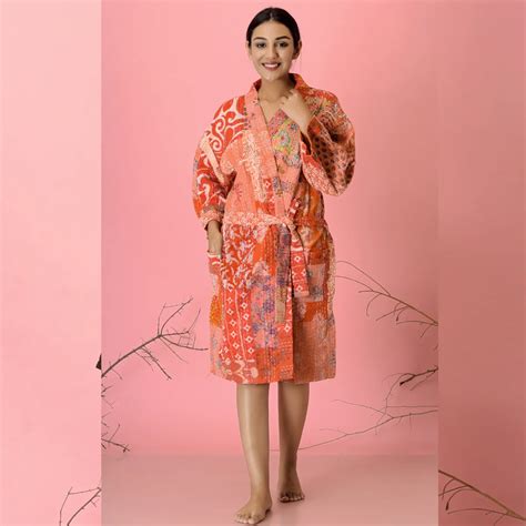 Sexy Bikini Cover Up Bath Robe Silk Kantha Bath Robe