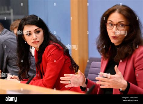 Eter Hachmann und Yasmin Fahimi bei der Bundespressekonferenz Bündnis