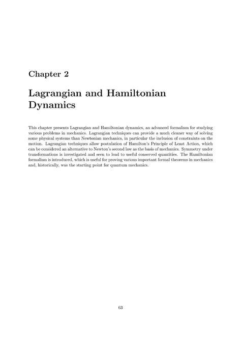 Chapter 2 Lagrangian And Hamiltonian Dynamics Part A Mathematical